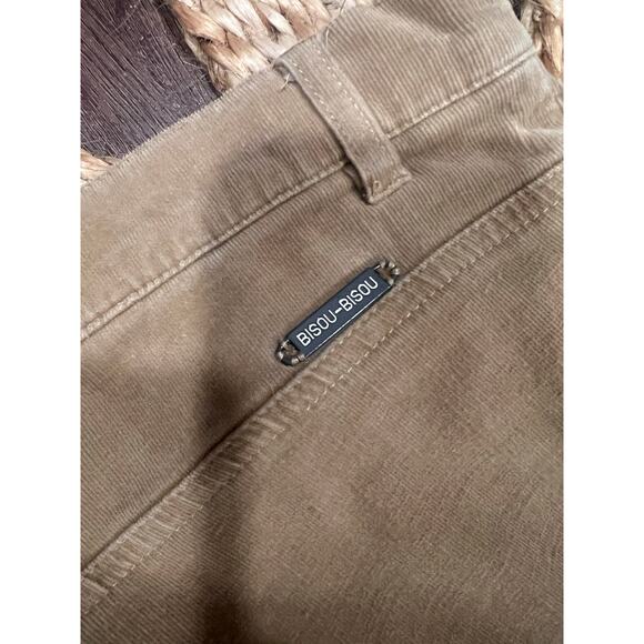 Vintage Y2K Bisou-Bisou corduroy Bell Bottom low waisted Pants 8 Tan - Picture 6 of 8